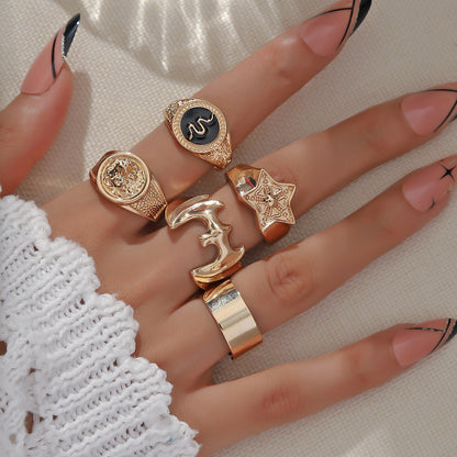 Geometric Crystal Alloy Vintage Ring