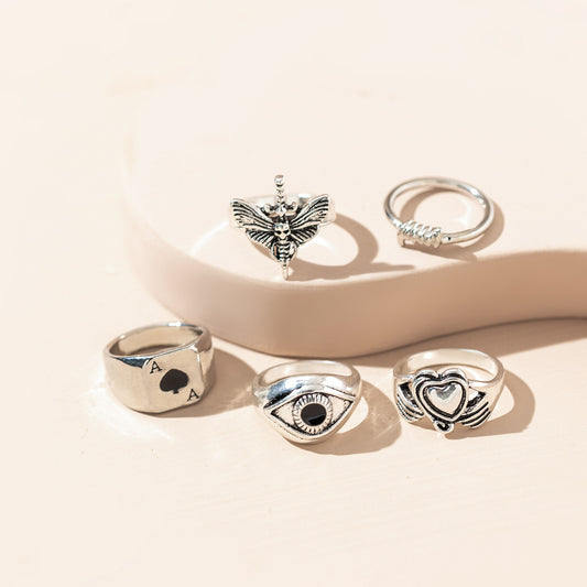 Geometric Crystal Alloy Vintage Ring