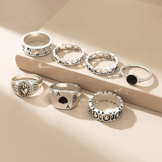 Geometric Crystal Alloy Vintage Ring