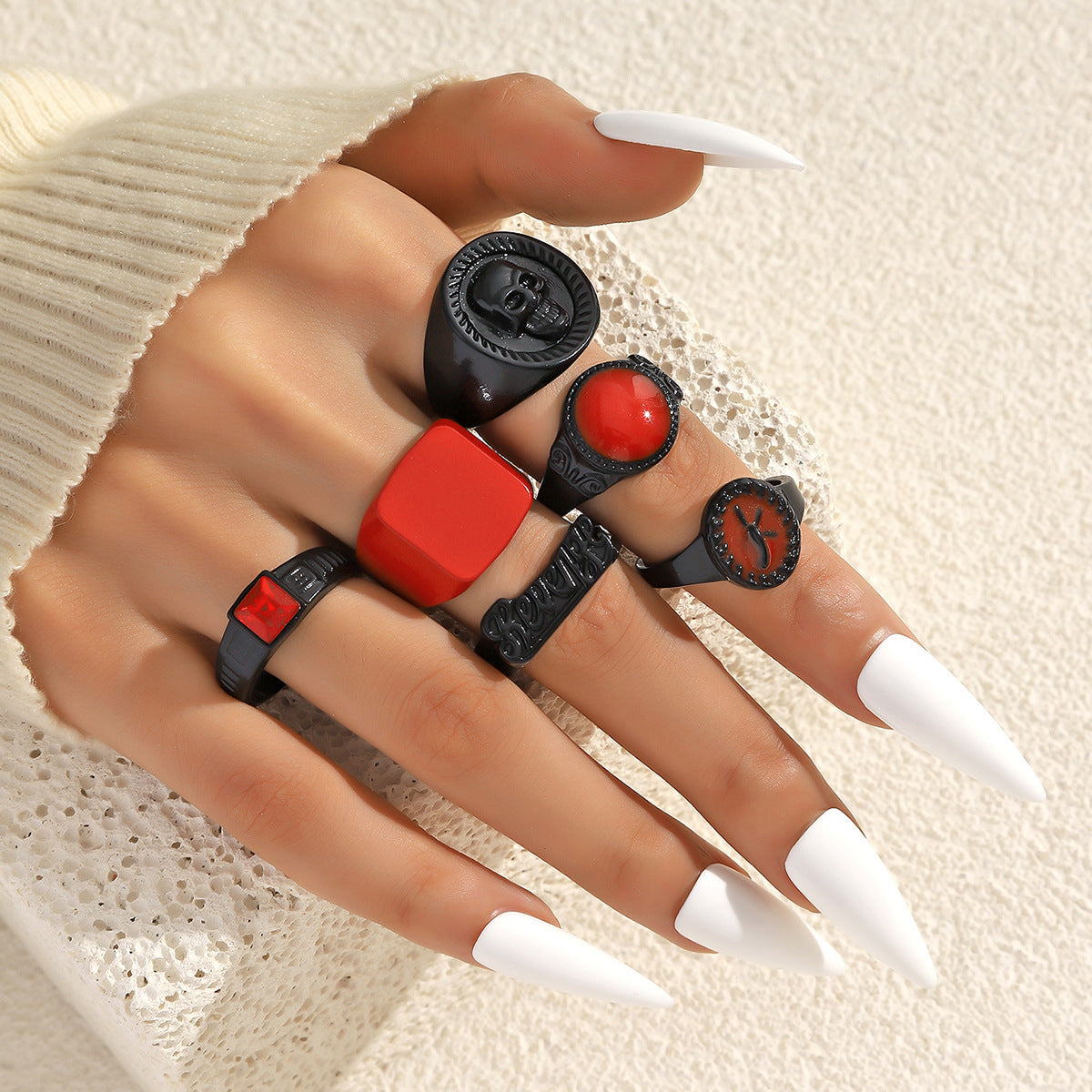 Geometric Crystal Alloy Vintage Ring