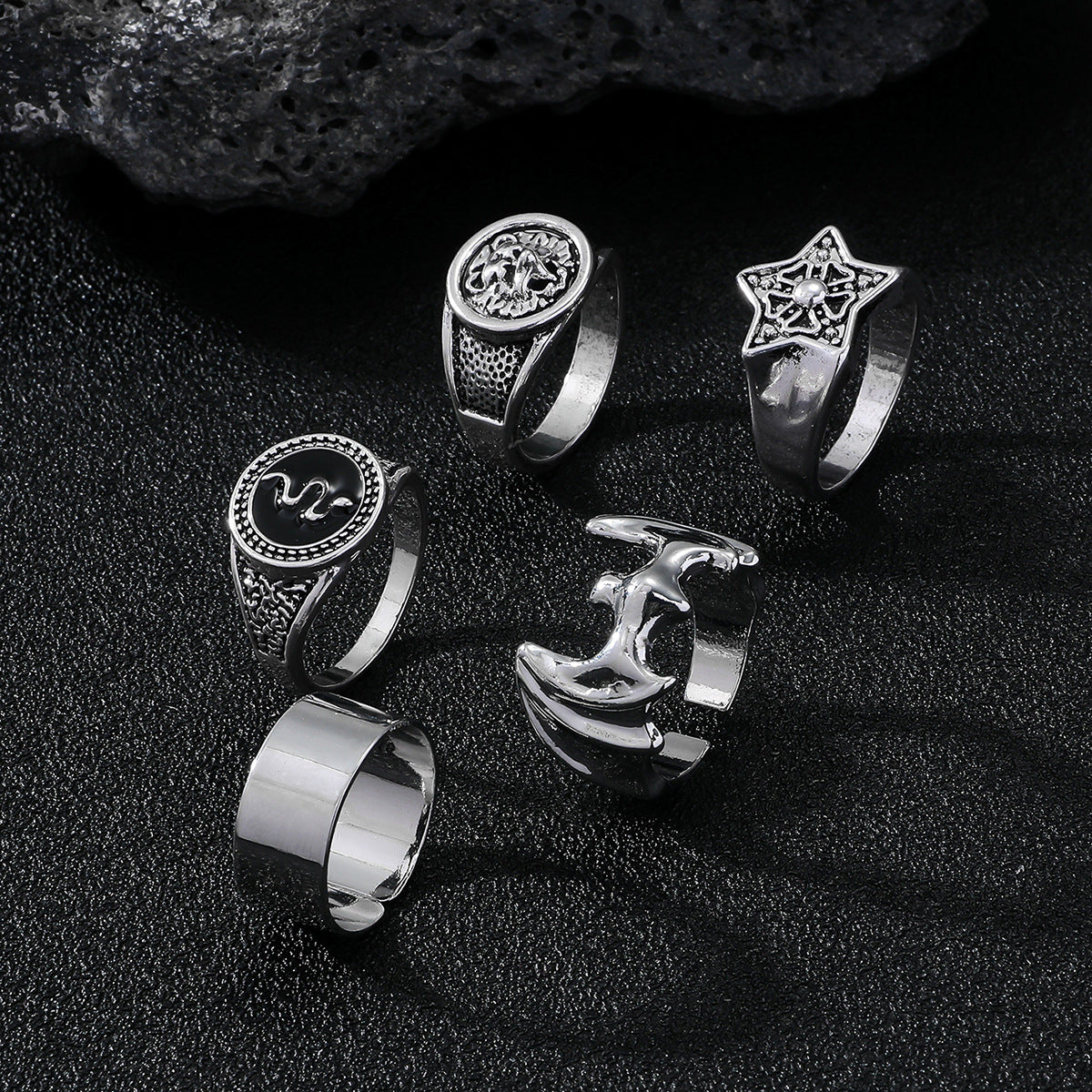 Geometric Crystal Alloy Vintage Ring