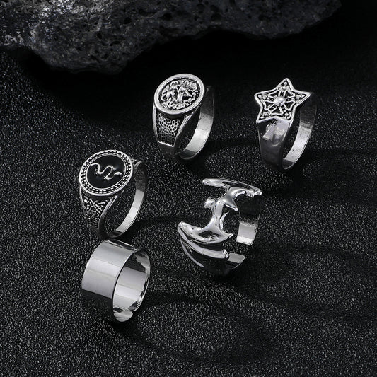 Geometric Crystal Alloy Vintage Ring