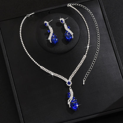 Geometric Crystal Necklace and Earrings Set