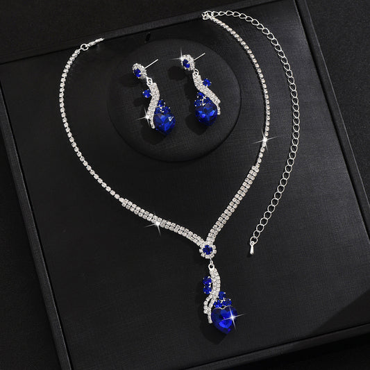 Geometric Crystal Necklace and Earrings Set