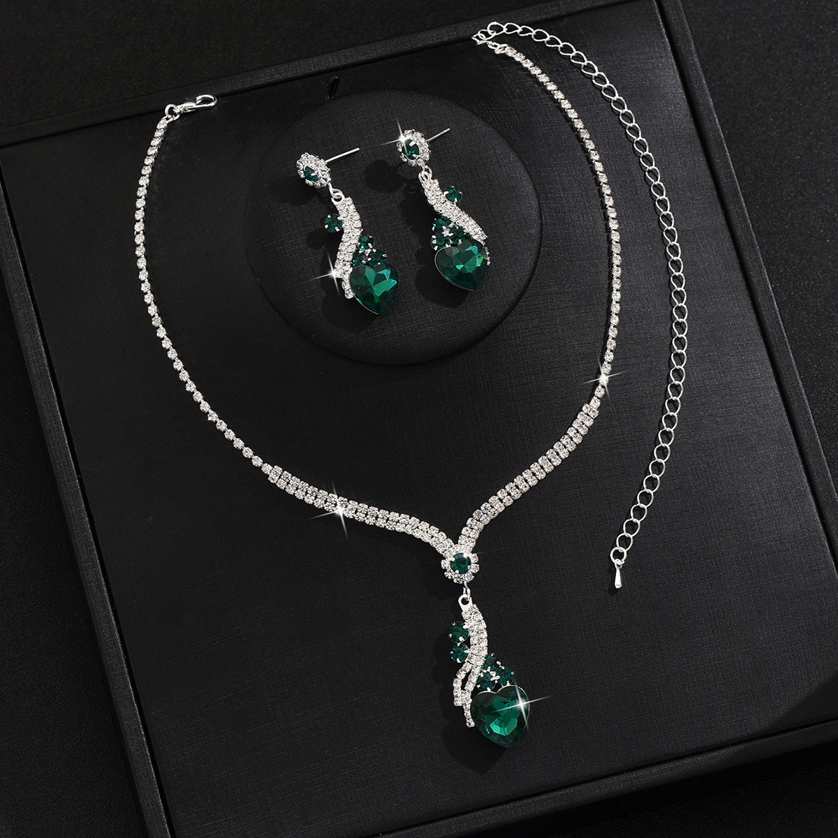 Geometric Crystal Necklace and Earrings Set