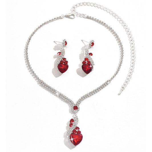Geometric Crystal Necklace and Earrings Set