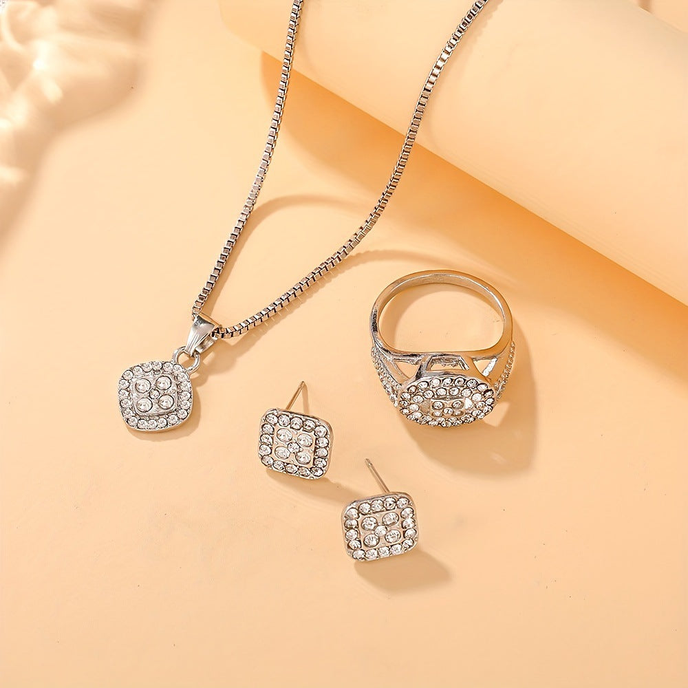 Geometric Diamond-accented Jewelry Set