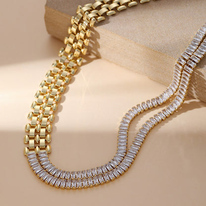 Geometric Diamond Collarbone Necklace for Women