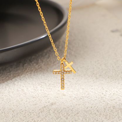 Geometric Diamond Cross Necklace