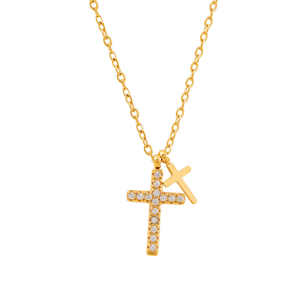 Geometric Diamond Cross Necklace