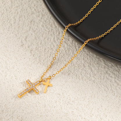 Geometric Diamond Cross Necklace