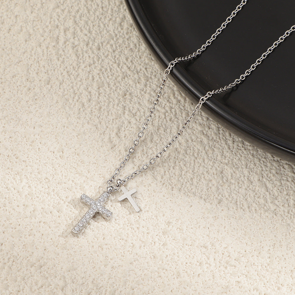 Geometric Diamond Cross Necklace