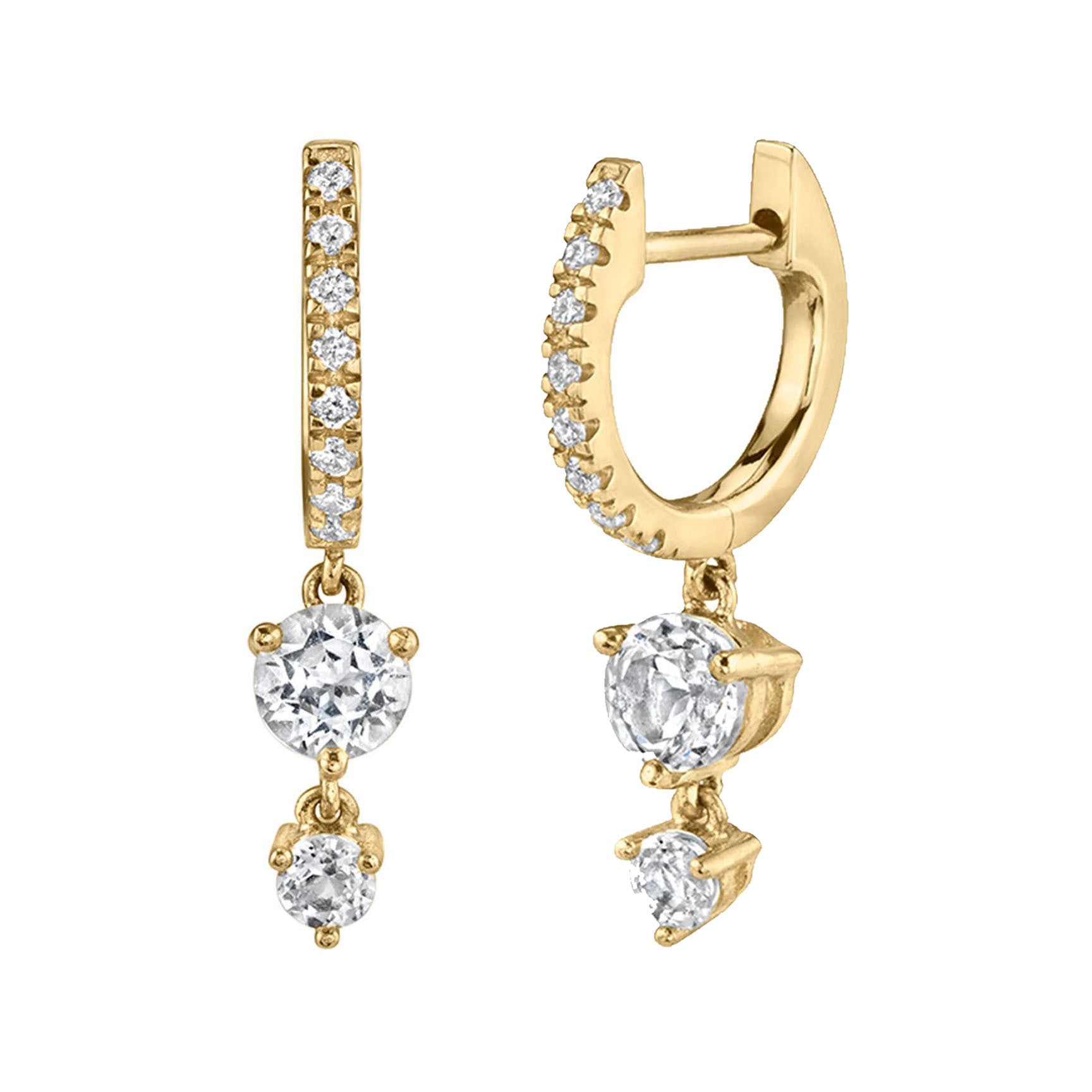 Geometric Diamond Earrings Set Silver French Needle Design