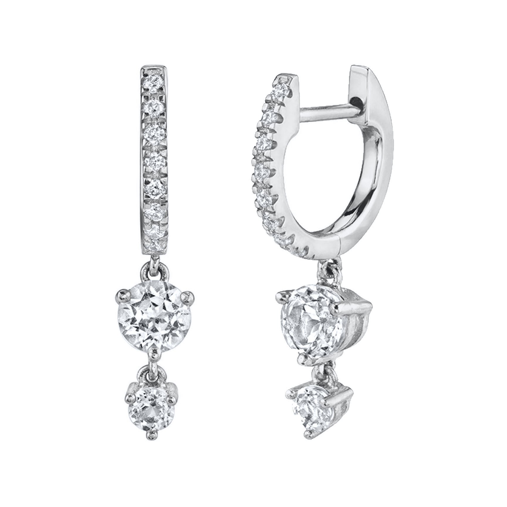Geometric Diamond Earrings Set Silver French Needle Design