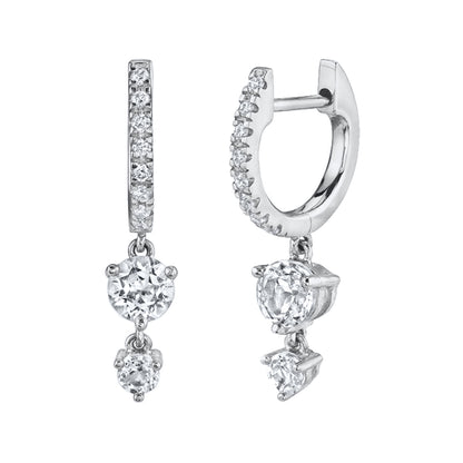 Geometric Diamond Earrings Set Silver French Needle Design