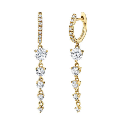 Geometric Diamond Earrings Set Silver French Needle Design