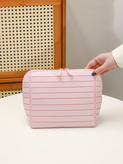 Geometric diamond pattern cosmetic bag