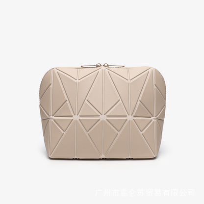 Geometric diamond pattern cosmetic bag