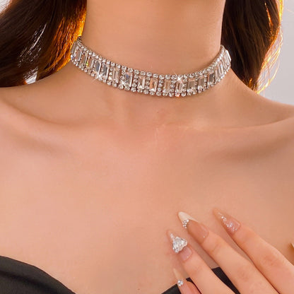 Geometric Diamond Square Necklace