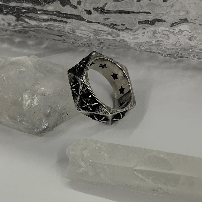 Geometric Diamond Star Ring