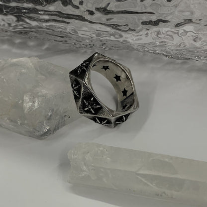 Geometric Diamond Star Ring