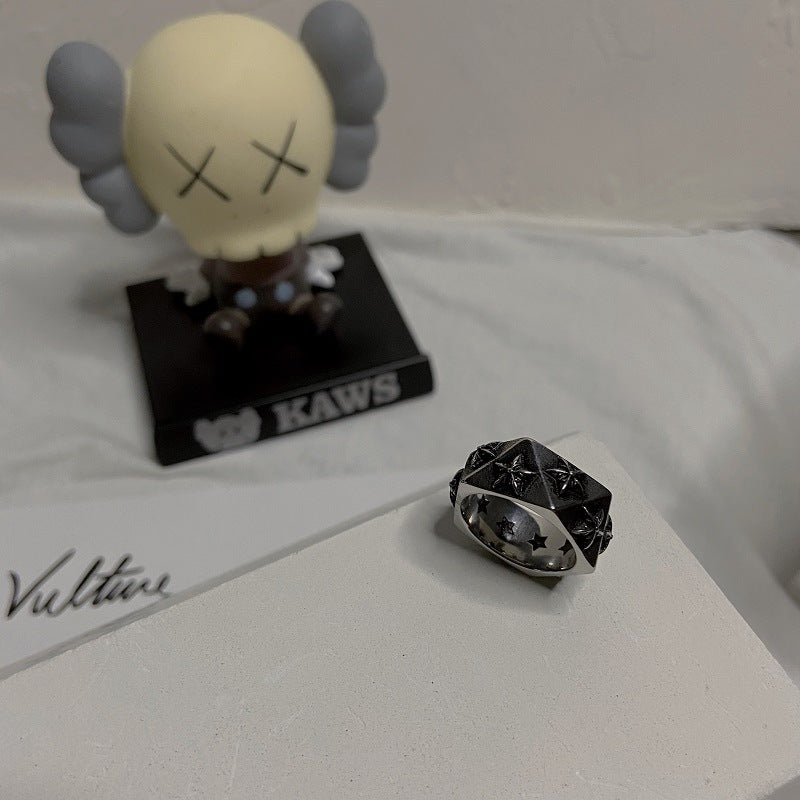 Geometric Diamond Star Ring