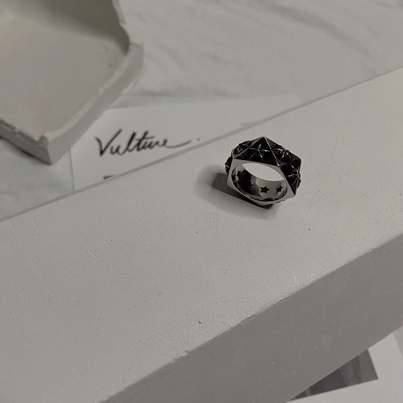 Geometric Diamond Star Ring