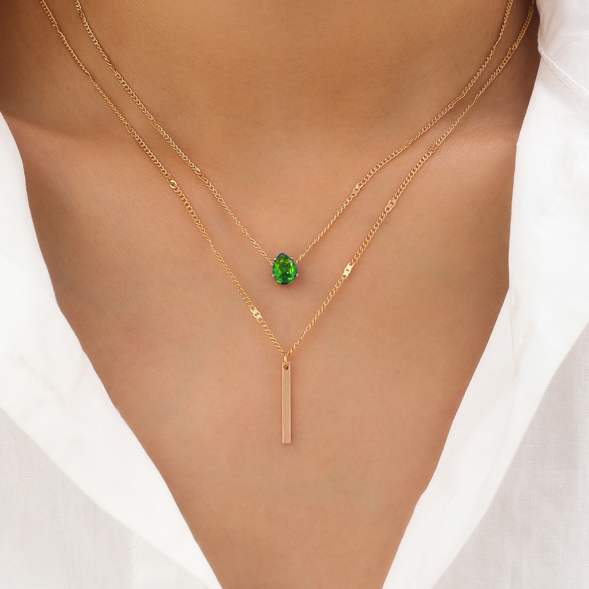 Geometric Double-Layer Necklace