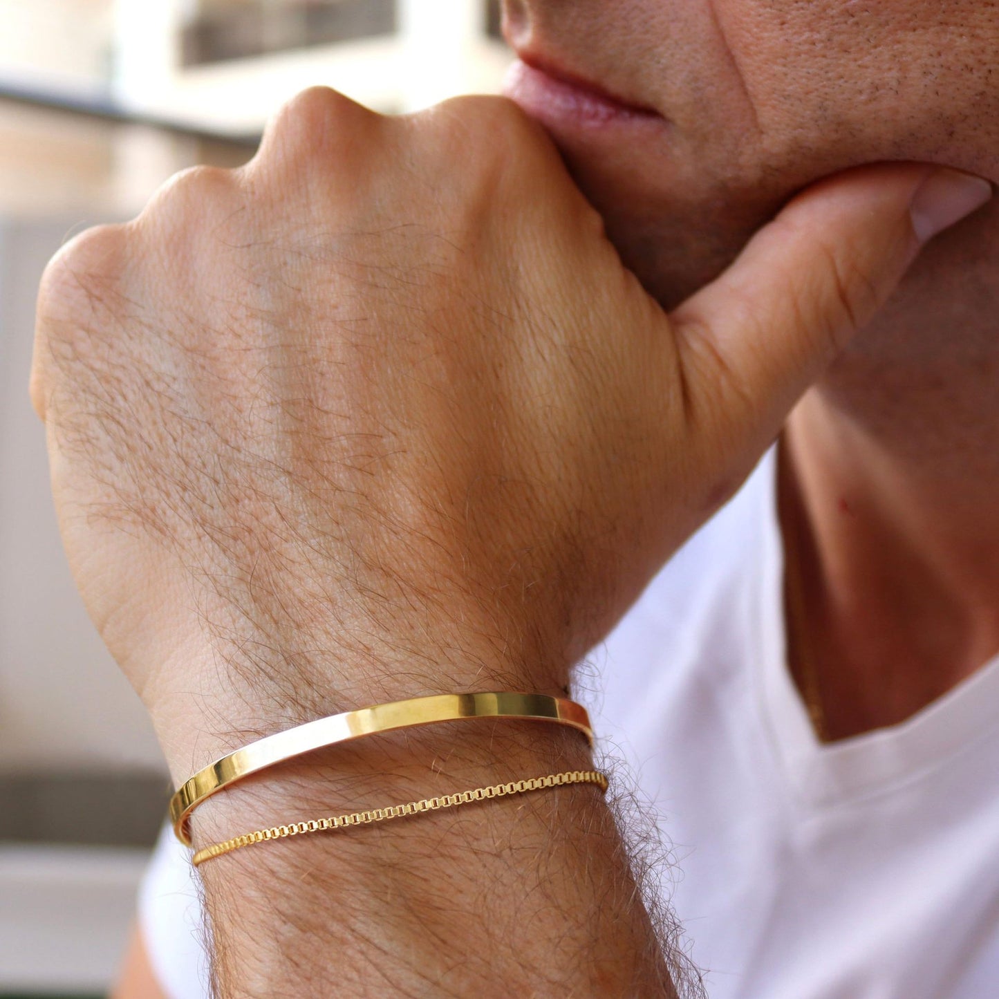 Geometric Double Layer Stainless Steel Bracelet