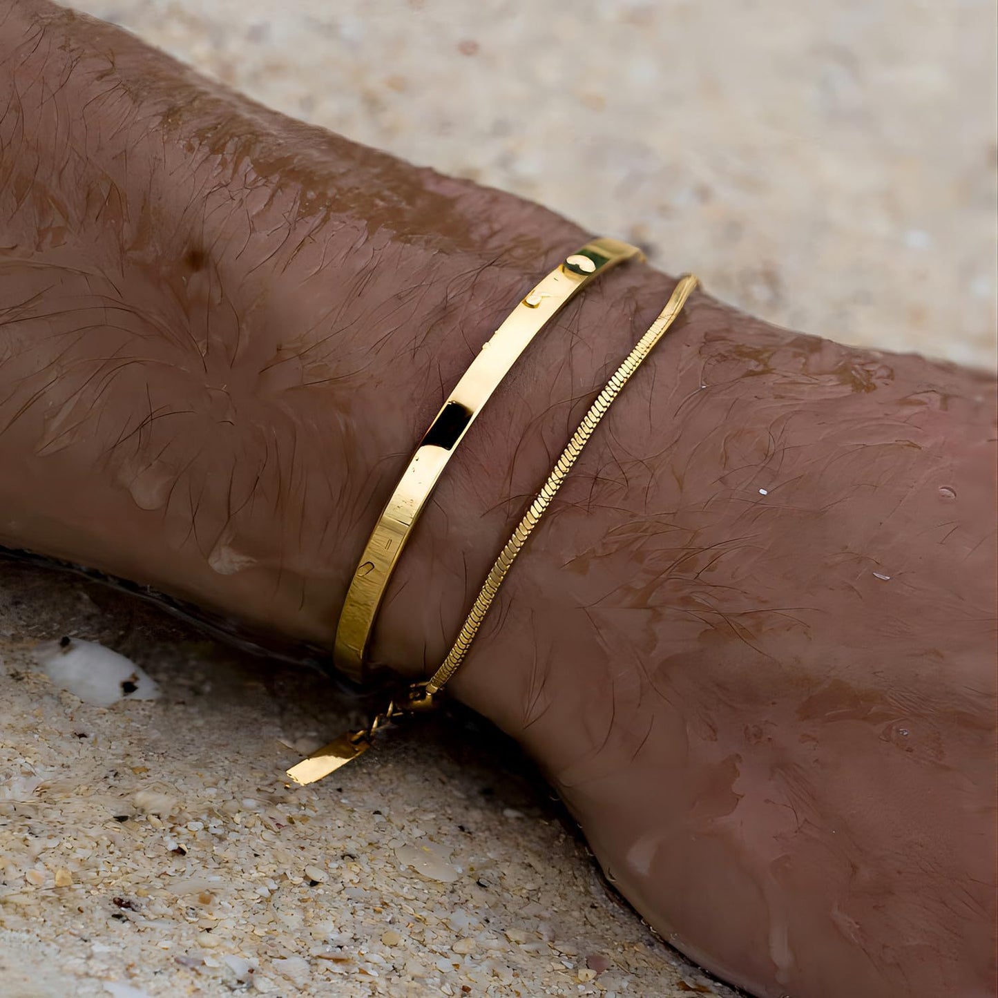 Geometric Double Layer Stainless Steel Bracelet