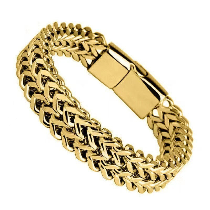 Geometric Double-Sided Stainless Steel Bracelet
