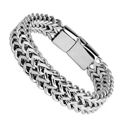 Geometric Double-Sided Stainless Steel Bracelet