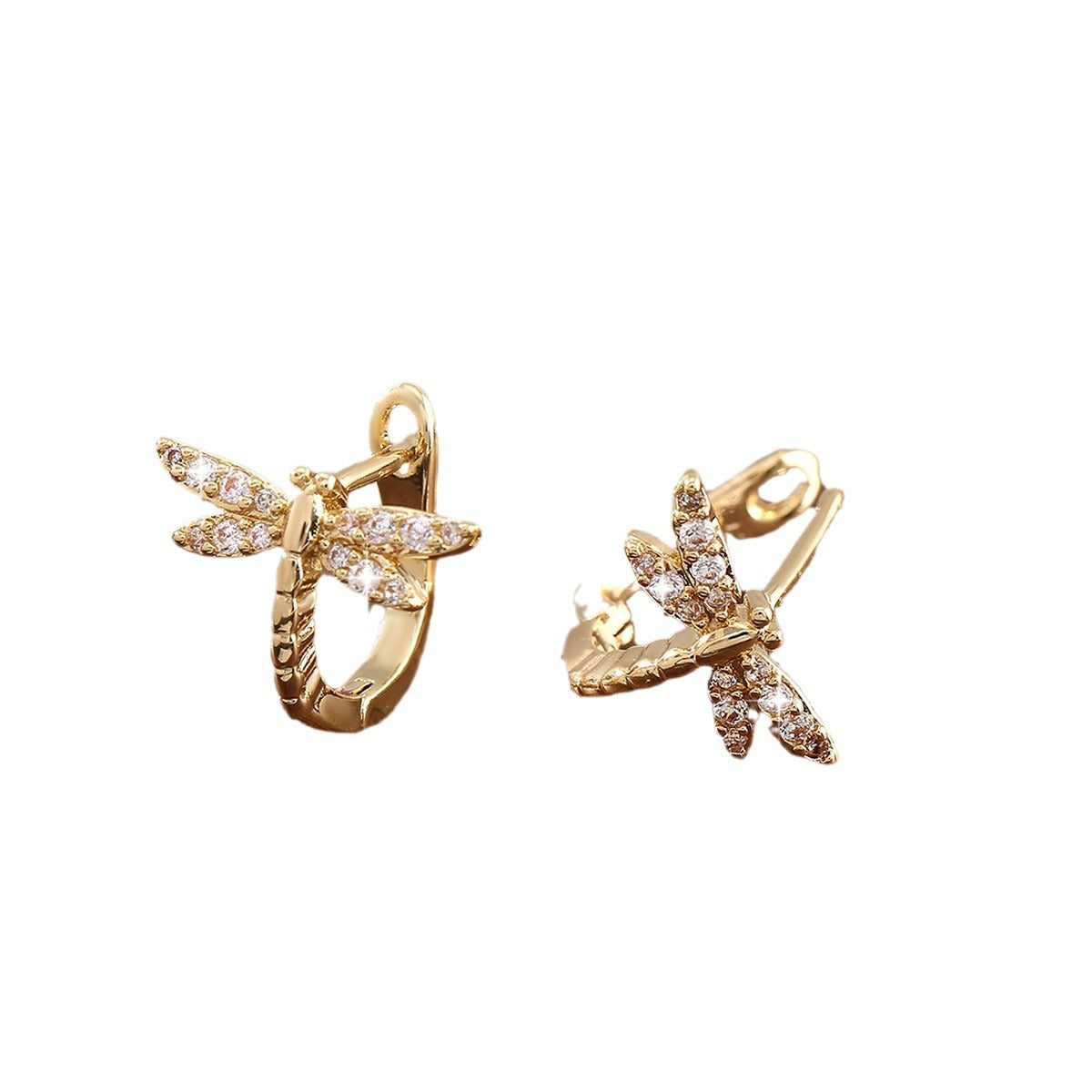 Geometric Dragonfly Zirconium Earrings