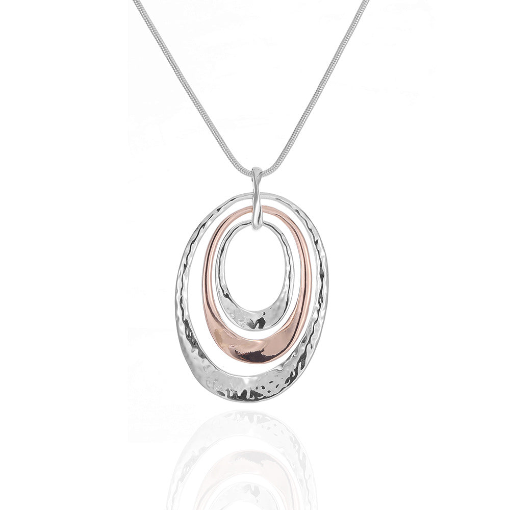 Geometric elliptical short-style women's alloy collar chain