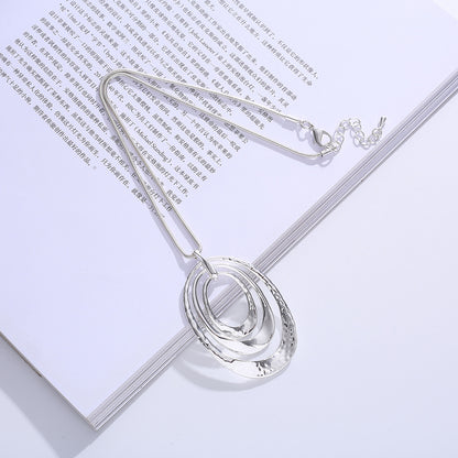 Geometric elliptical short-style women's alloy collar chain