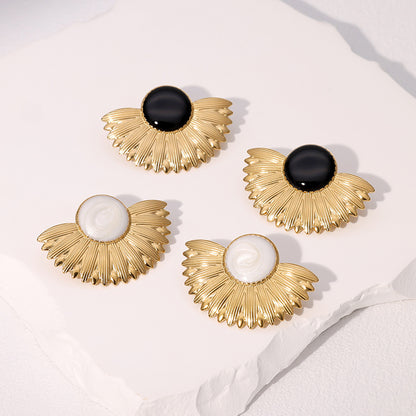 Geometric Fan Shape Gold Plated Earrings