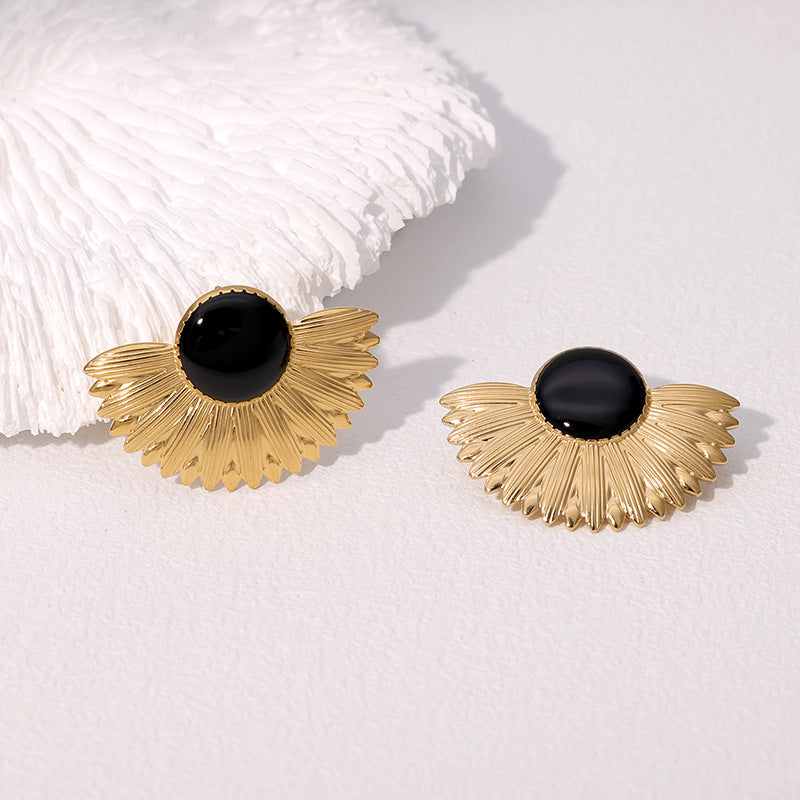 Geometric Fan Shape Gold Plated Earrings
