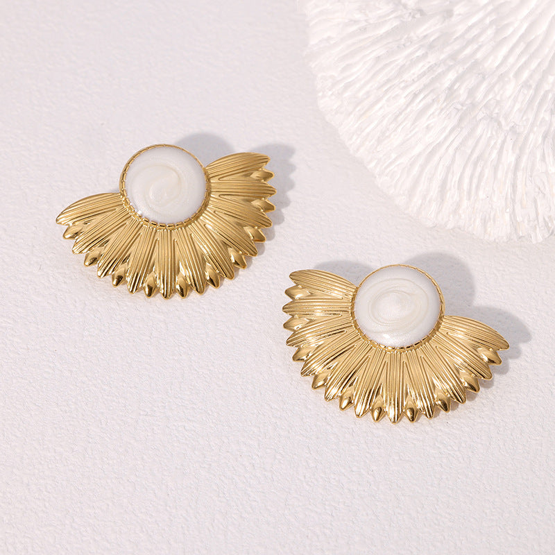 Geometric Fan Shape Gold Plated Earrings