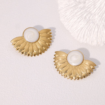 Geometric Fan Shape Gold Plated Earrings