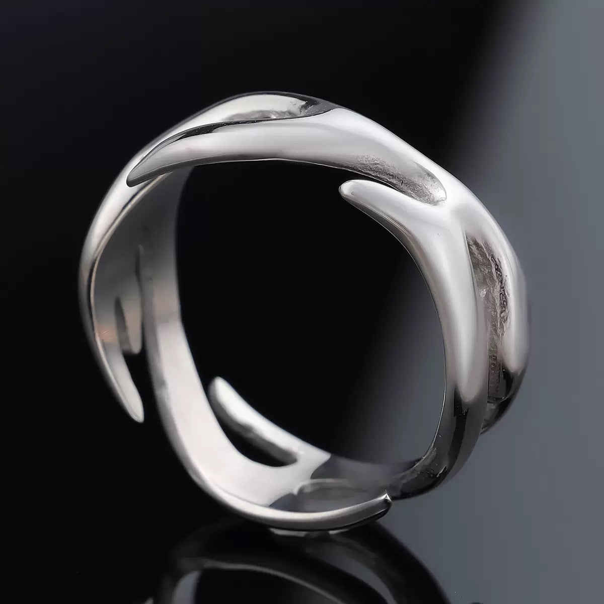 Geometric Flame Design Titanium Steel Ring