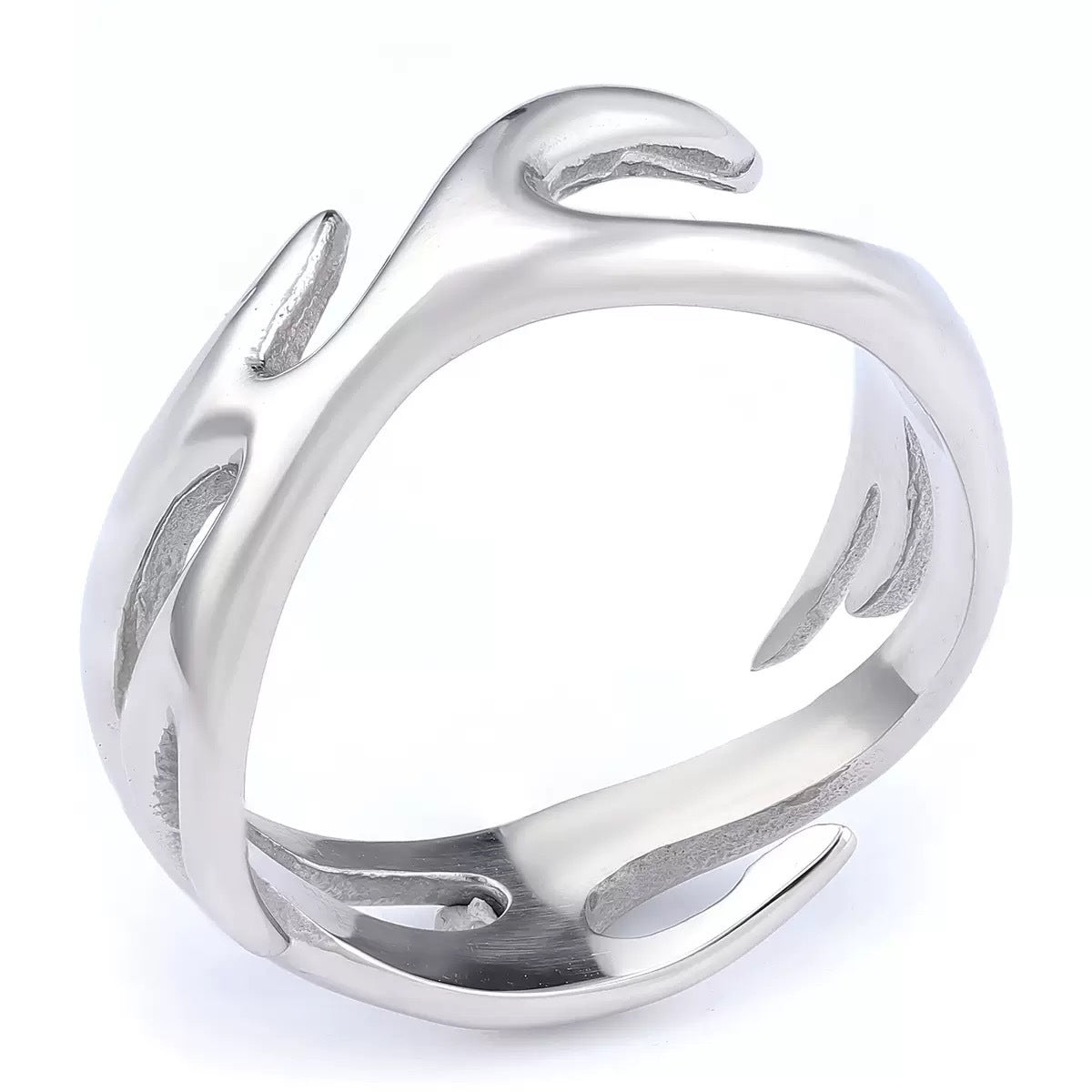 Geometric Flame Design Titanium Steel Ring