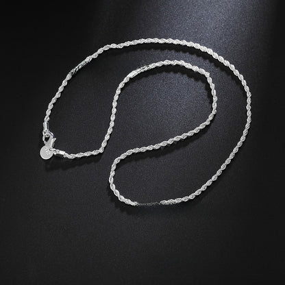 Geometric Floral Chain Necklace with Rhinestones