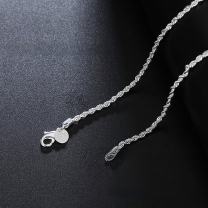 Geometric Floral Chain Necklace with Rhinestones