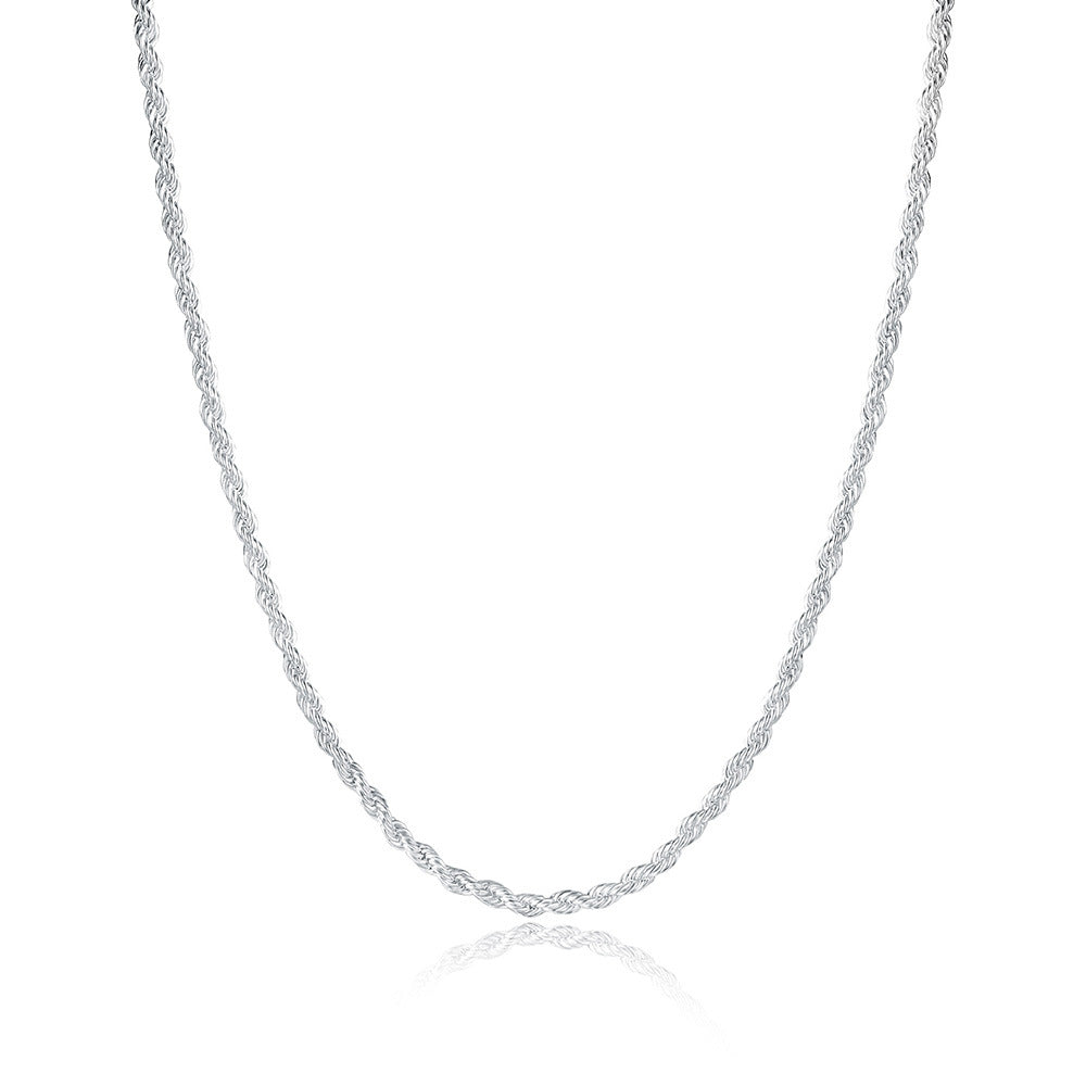 Geometric Floral Chain Necklace with Rhinestones
