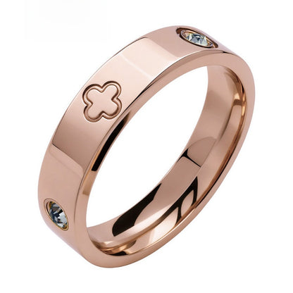 Geometric Four Leaf Clover Titanium Steel Couple Rings