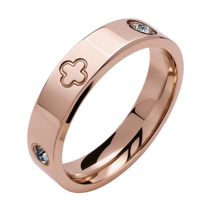 Geometric Four Leaf Clover Titanium Steel Couple Rings