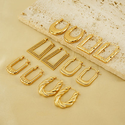 Geometric Gold Plated Stainless Steel Earrings