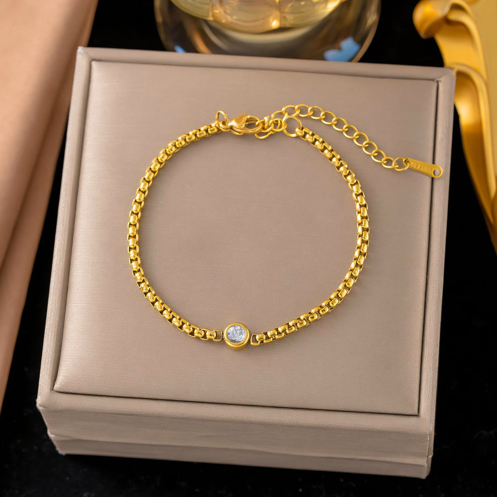 Geometric Gold Plated Stainless Steel Necklace and Bracelet Set