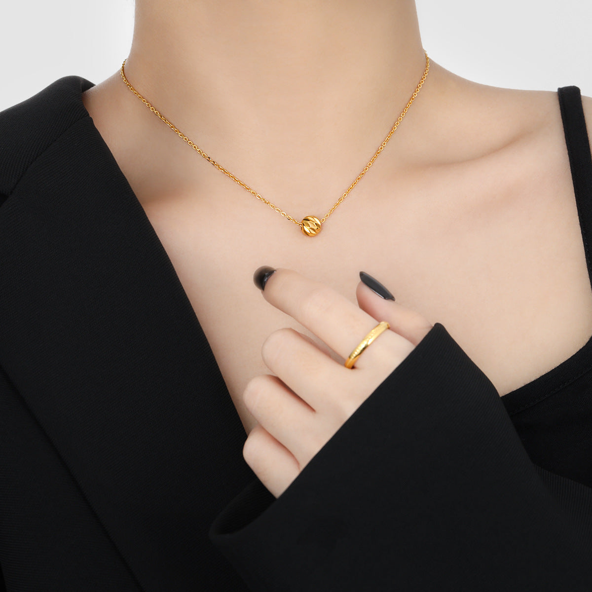 Geometric Gold Plated Titanium Steel Necklace