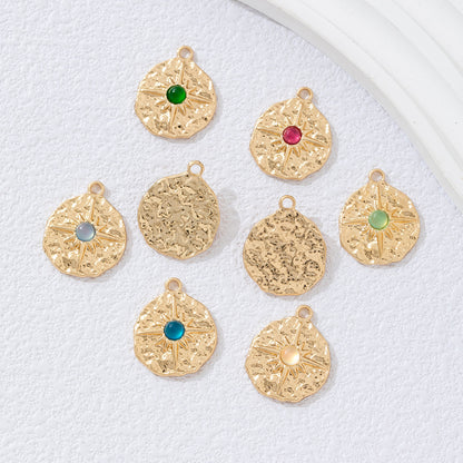 Geometric golden hammering pattern pendant